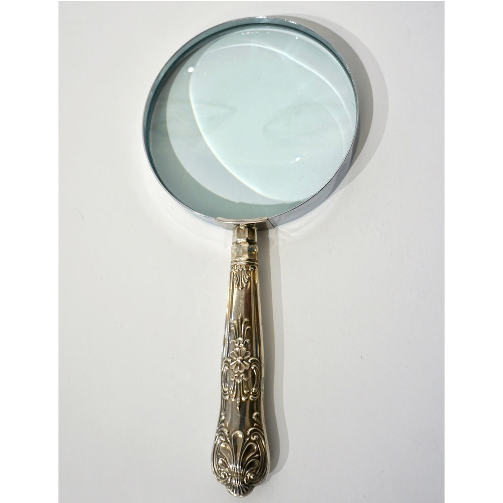 English Art Nouveau Sheffield Sterling Silver Mounted Large Magnifying Glass