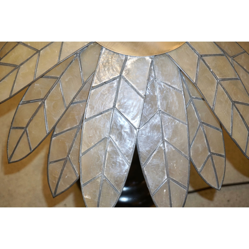 1975 Banci Italian Art Deco Pair of Mother of Pearl & Black Ebonized Palm Lamps