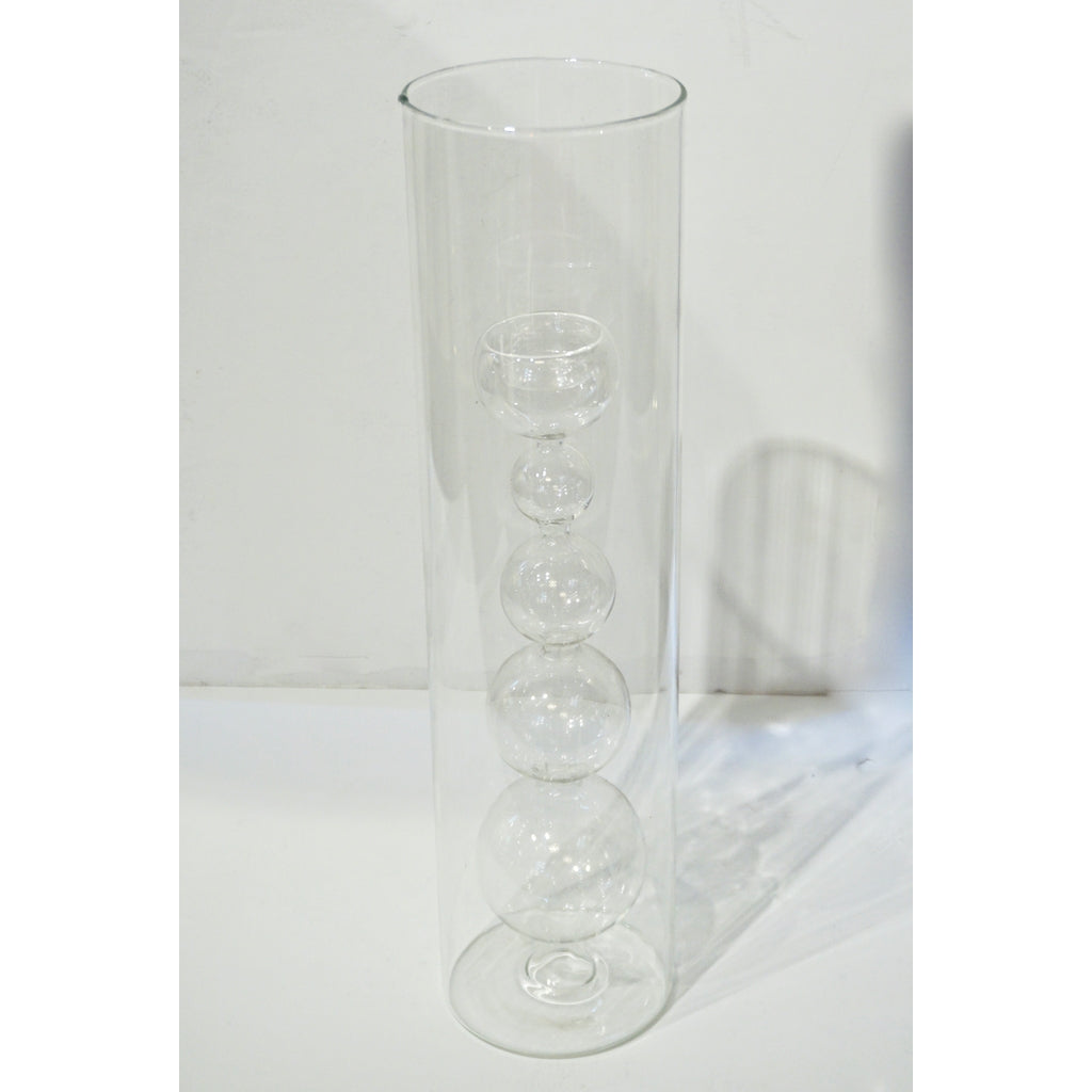 1970s Leucos Italian Design Crystal Clear Murano Glass Candle Holder or Vase