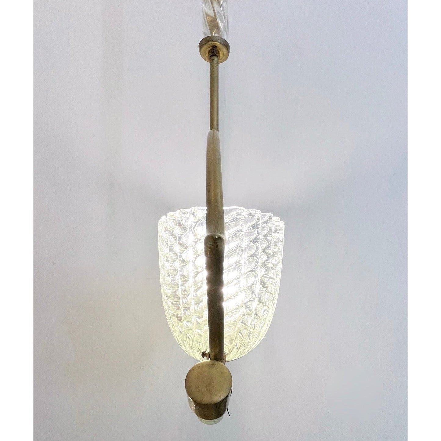 1940s, Antique Italian Art Deco Barovier Crystal Murano Glass Basket Chandelier