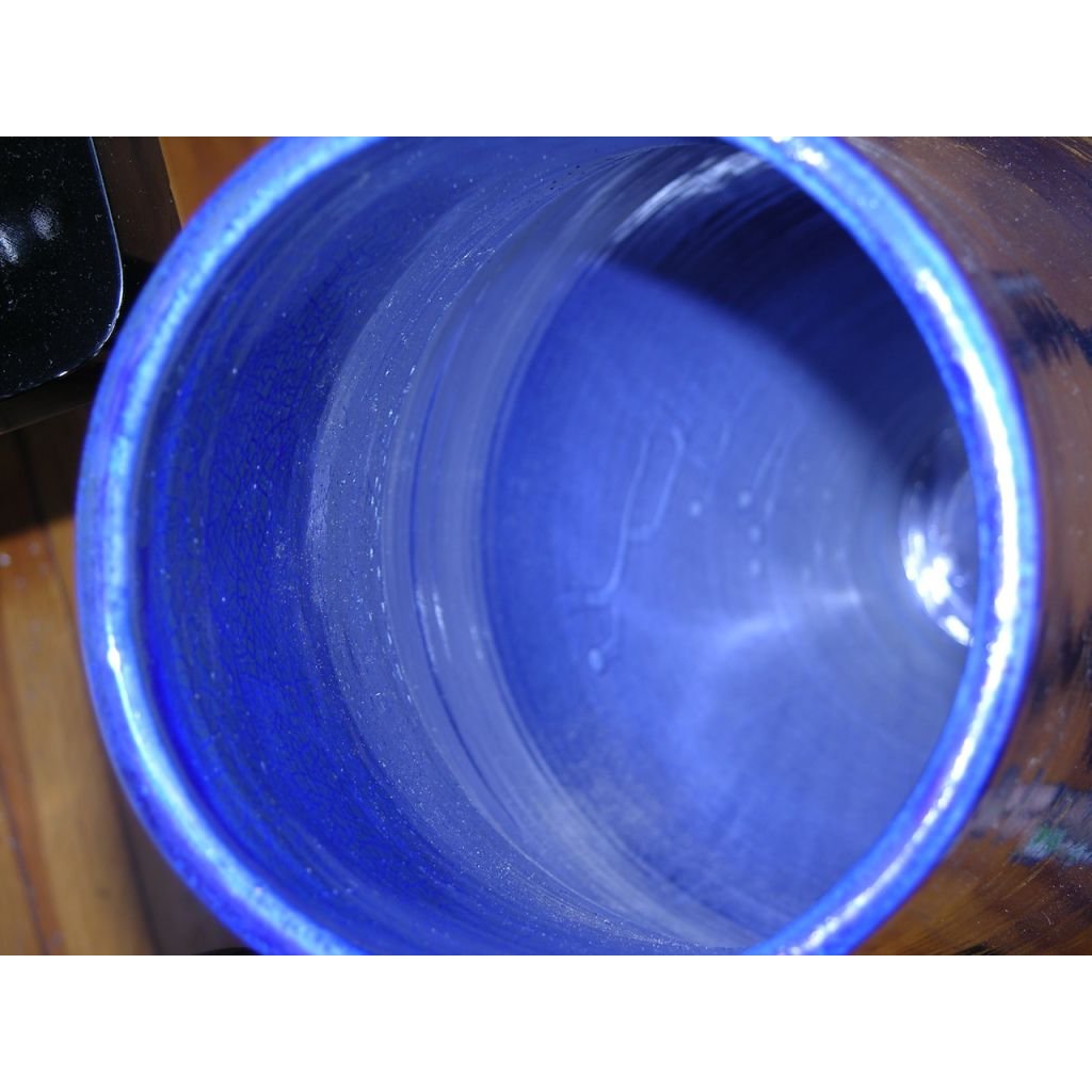 Modern Italian Monumental Gold Red Blue Vase by Ceramica Gatti with Sea Deco - Cosulich Interiors & Antiques