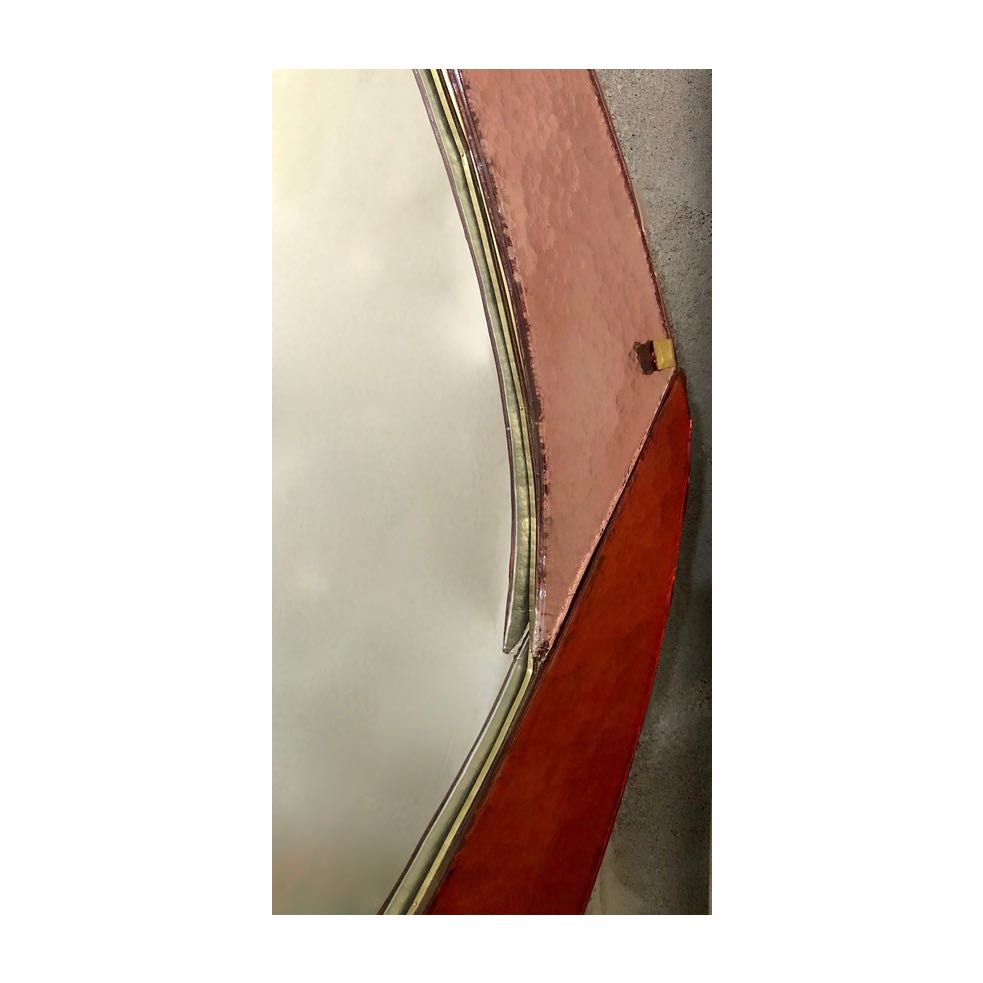 Bespoke Italian Memphis Design Gold Pink Turquoise Burgundy Murano Glass Mirror