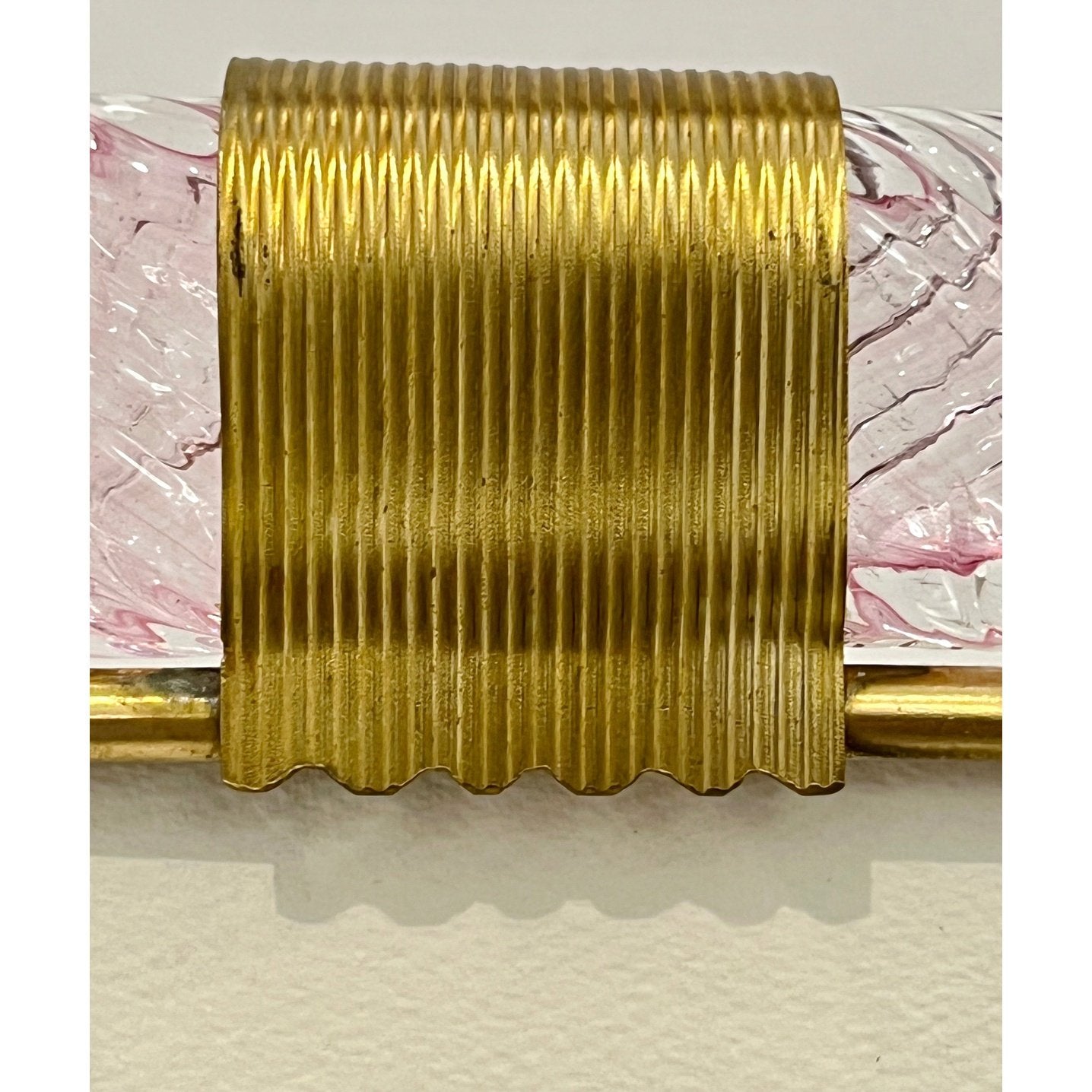 2000 Barovier Toso Italian Pink Crystal Twisted Murano Glass Brass Picture Frame