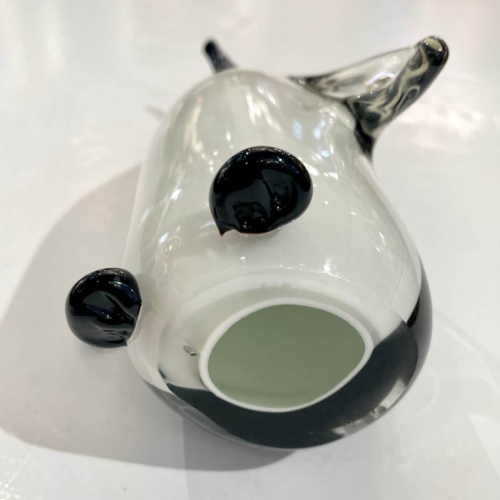 Italian Vintage Black White Blown Solid Murano Glass Penguin Sculpture