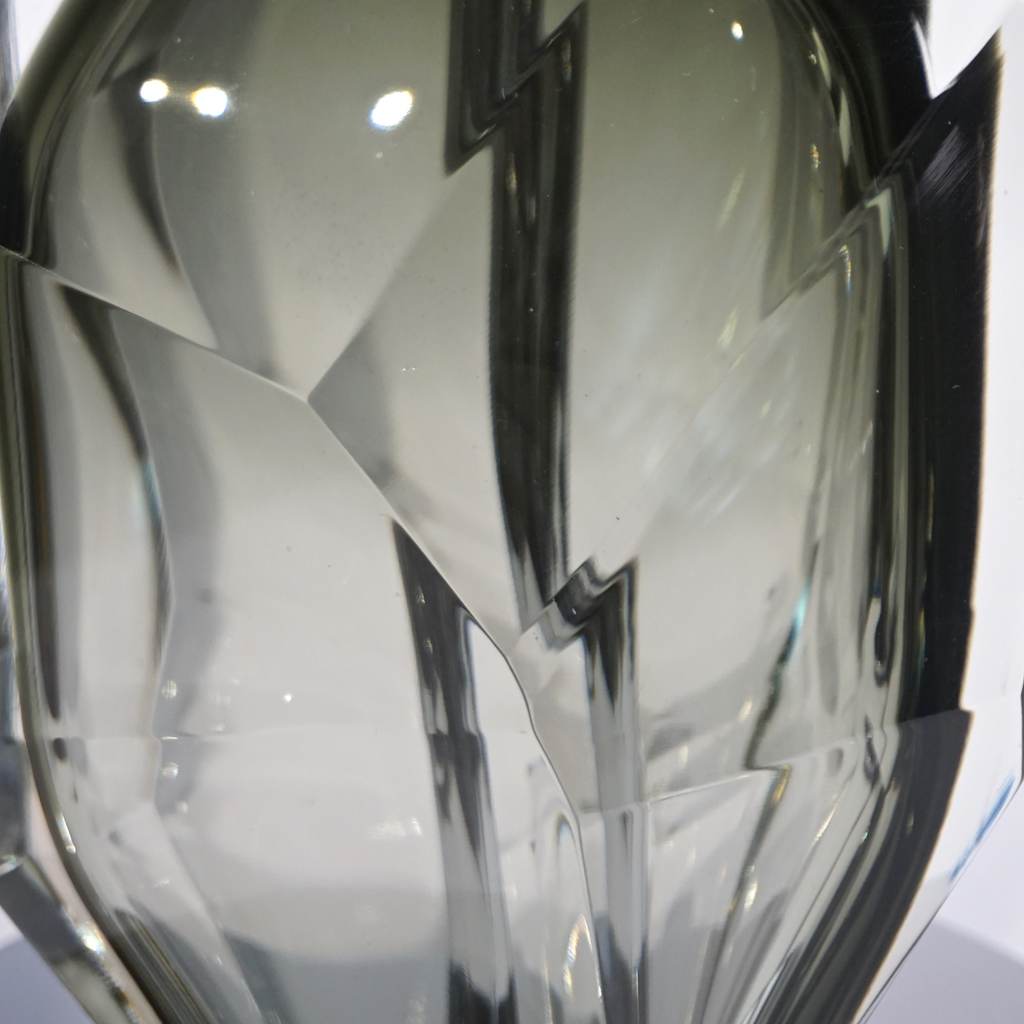 Donà Contemporary Italian Pair of Faceted Solid Rock Smoked Murano Glass Lamps - Cosulich Interiors & Antiques