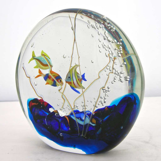 Alberto Dona 1980 Modern Blue Red Yellow Green Murano Glass Aquarium Sculpture - Cosulich Interiors & Antiques
