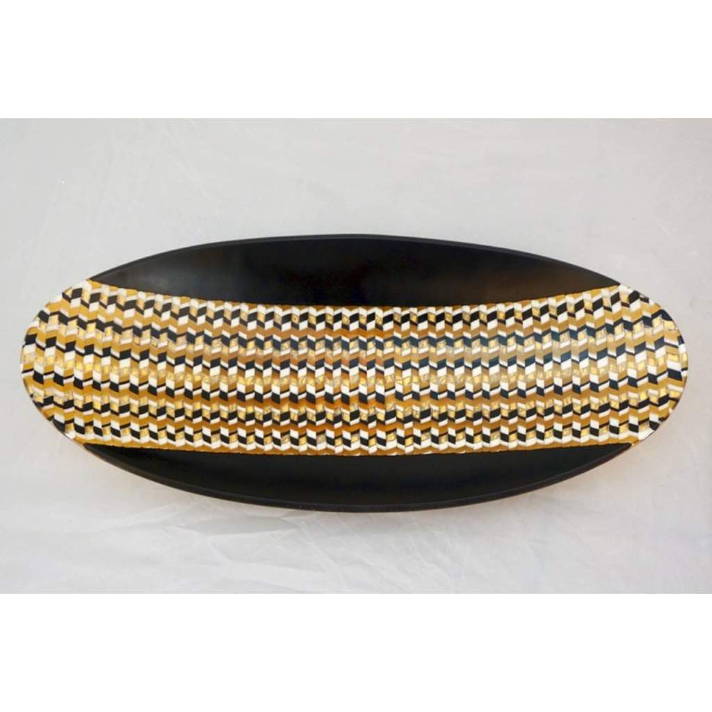 Italian Art Deco Design Black White and Gold Murano Glass Modern Centerpiece - Cosulich Interiors & Antiques