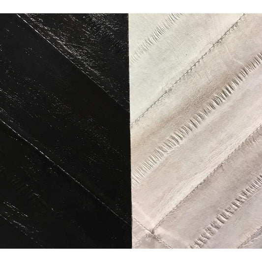 Contemporary Italian Square/Diamond Mirror in Black and Gray White Leather - Cosulich Interiors & Antiques