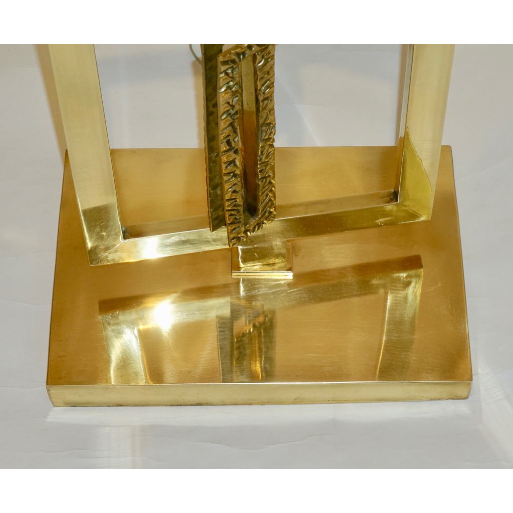 Italian Design Contemporary Cast Bronze and Gold Brass Rectangular Floor Lamp - Cosulich Interiors & Antiques