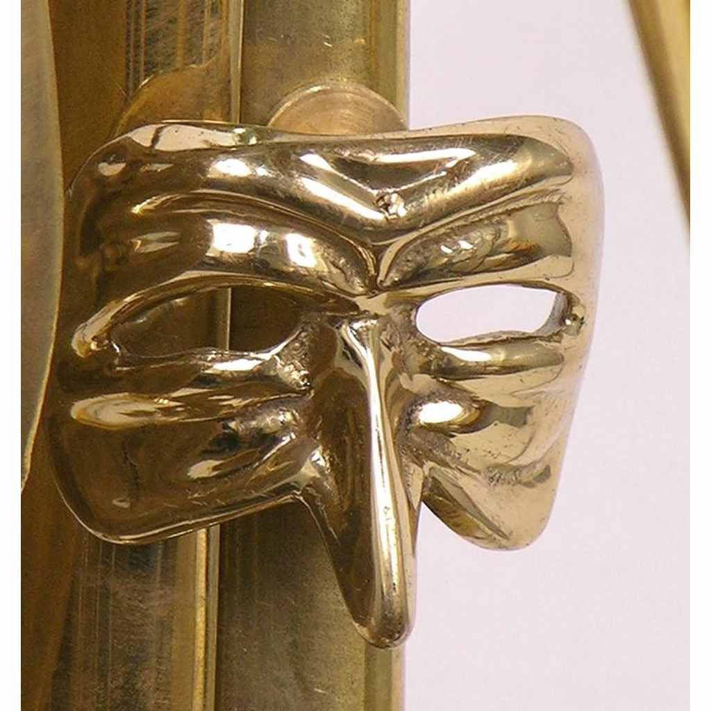 One-of-a-Kind Italian Pair of Carnival Lamps Decorated with Cast Bronze Masks - Cosulich Interiors & Antiques