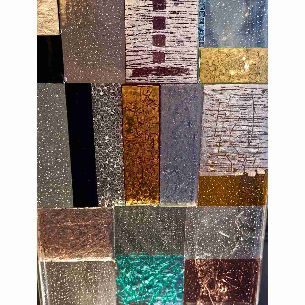 Contemporary Italian Murano Glass Silver Gold Colorful Mosaic Panel Sculpture - Cosulich Interiors & Antiques