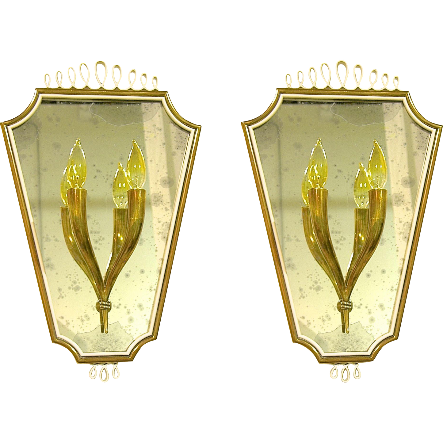 1940s Pair of Italian Mirrored Wall Lights - Cosulich Interiors & Antiques