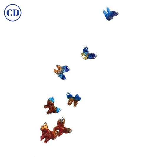 Release - Flight of Blue red Butterflies Contemporary Blown Glass Modern Art Sculpture