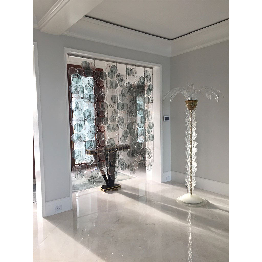 Organic Modern Italian Black Pink Blue Circle Murano Glass Room Divider/Screen