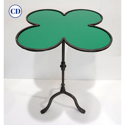Italian Twisted Cast Iron Customizable Green Glass Clover Side Coffee Table