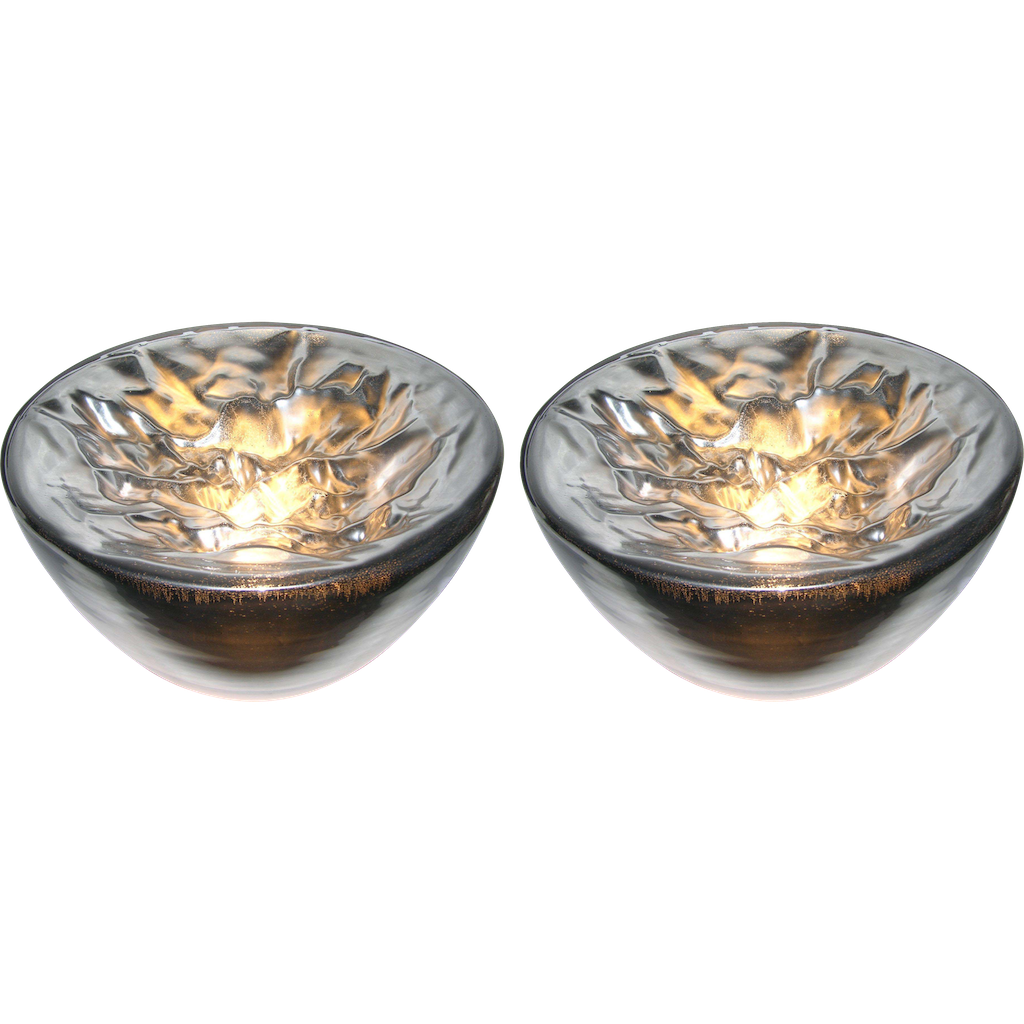 Carlo Nason Italian Large Modern Pair of Ruffled Silver Glass Bowls Lamps - Cosulich Interiors & Antiques