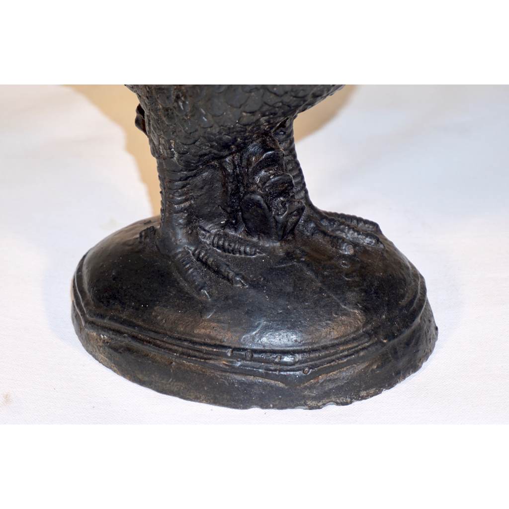 1890s Antique Pair of French Black Cast Iron Folk Art Sculpture Roosters - Cosulich Interiors & Antiques