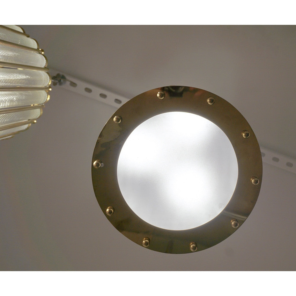 Italian Brass Crystal Murano Glass Customizable Pendants/Chandeliers - Cosulich Interiors & Antiques