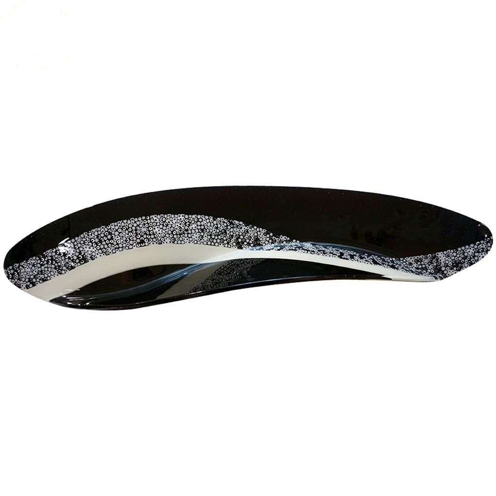 Contemporary Italian Black and White Murano Art Glass Mosaic Curved Centerpiece