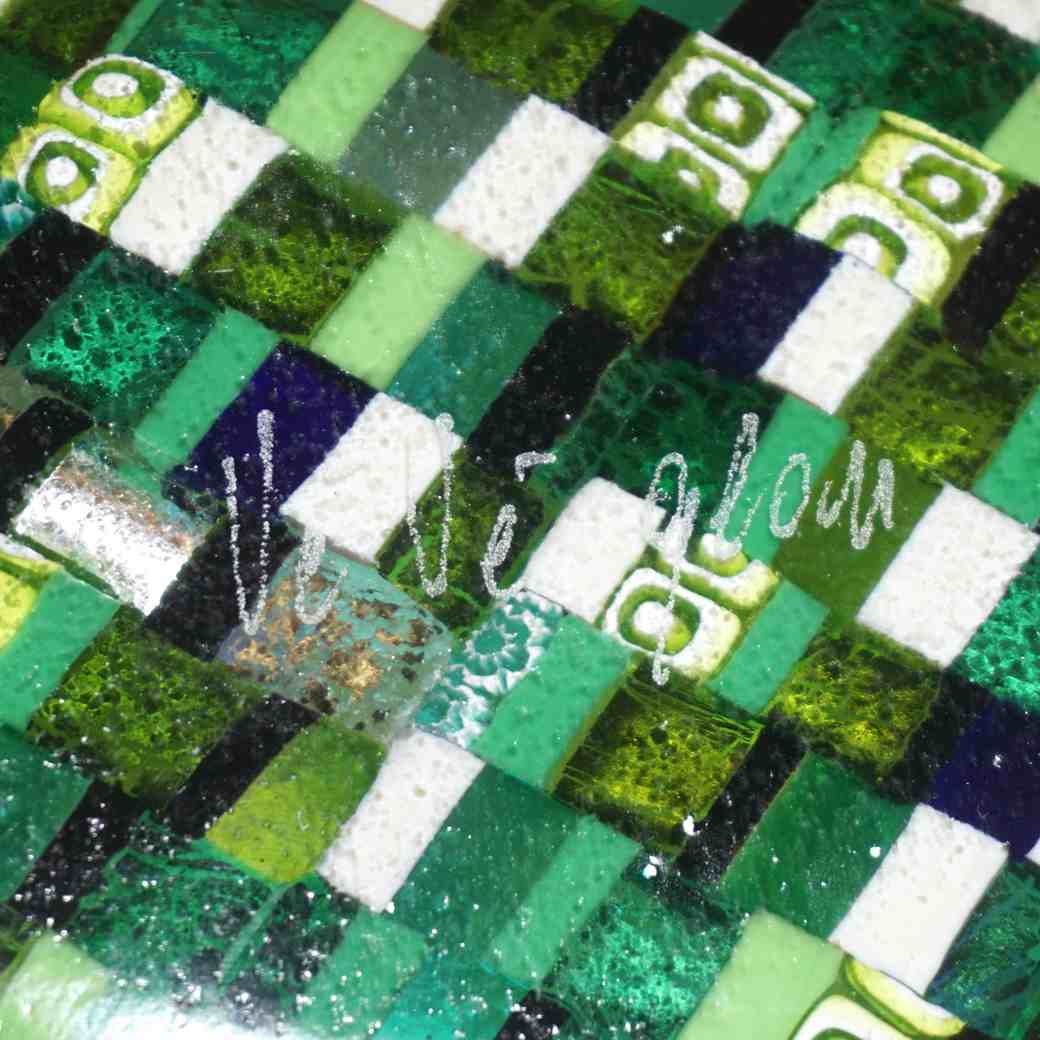 Modern Italian Jewel-Like Green Yellow & 24Kt Gold Murano Art Glass Mosaic Bowl - Cosulich Interiors & Antiques