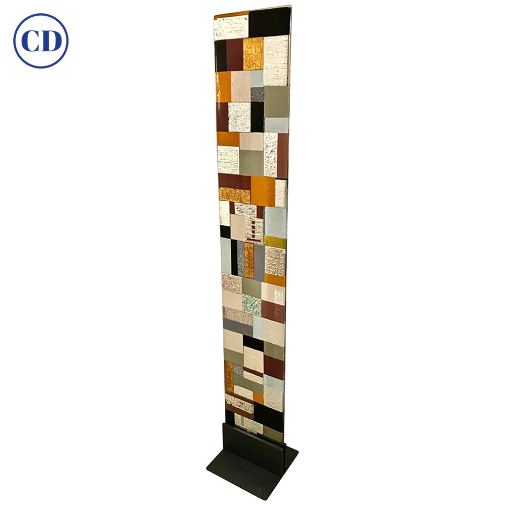 Contemporary Italian Murano Glass Silver Gold Colorful Mosaic Panel Sculpture - Cosulich Interiors & Antiques