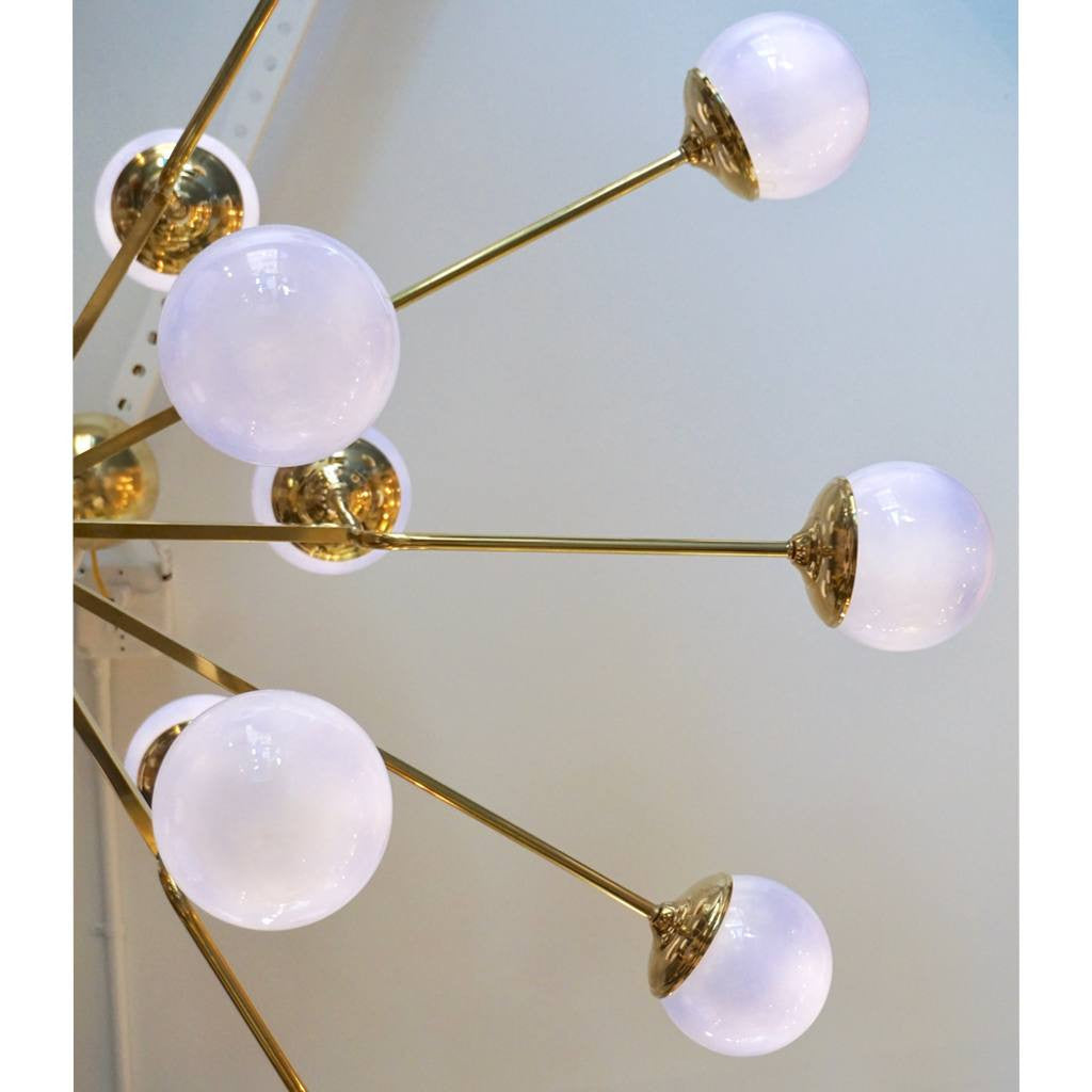 Italian Modern 24-Light Brass and Lavender Periwinkle Murano Glass Chandelier - Cosulich Interiors & Antiques