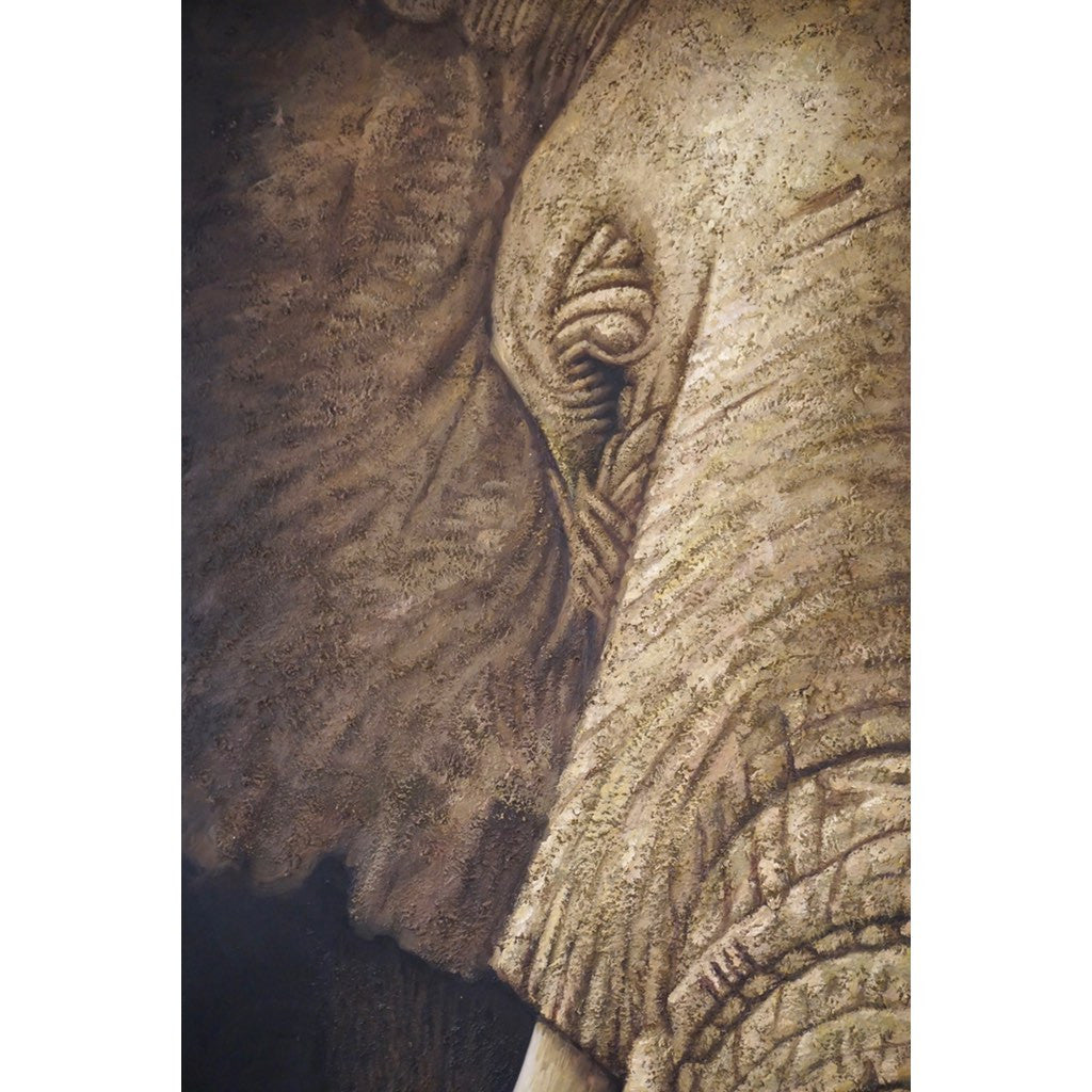 Contemporary Italian Life Size Oil Paintings Panels of Elephant and Zebra - Cosulich Interiors & Antiques