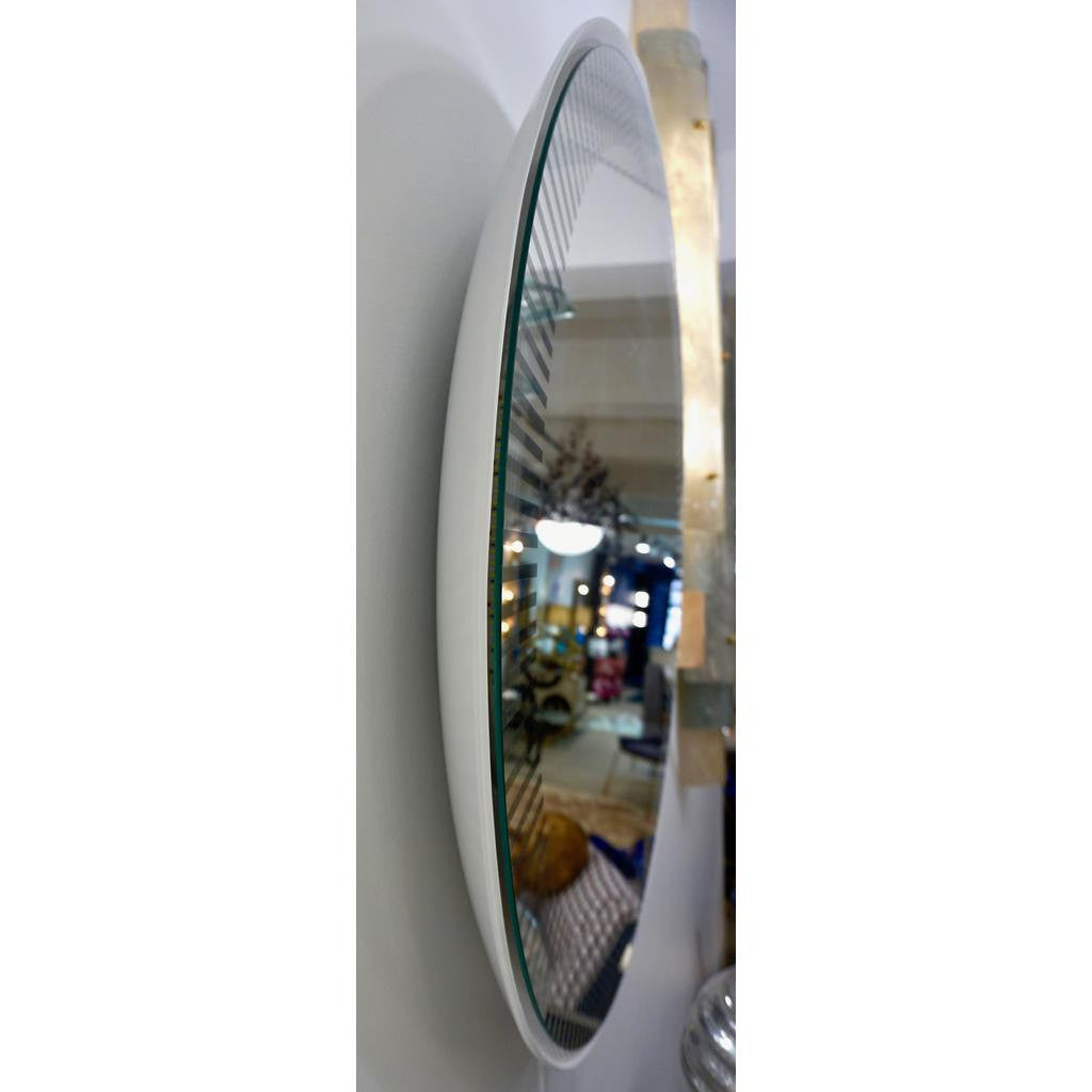 Contemporary Italian Organic Modern Round Lit Mirror with White Sunburst Decor - Cosulich Interiors & Antiques