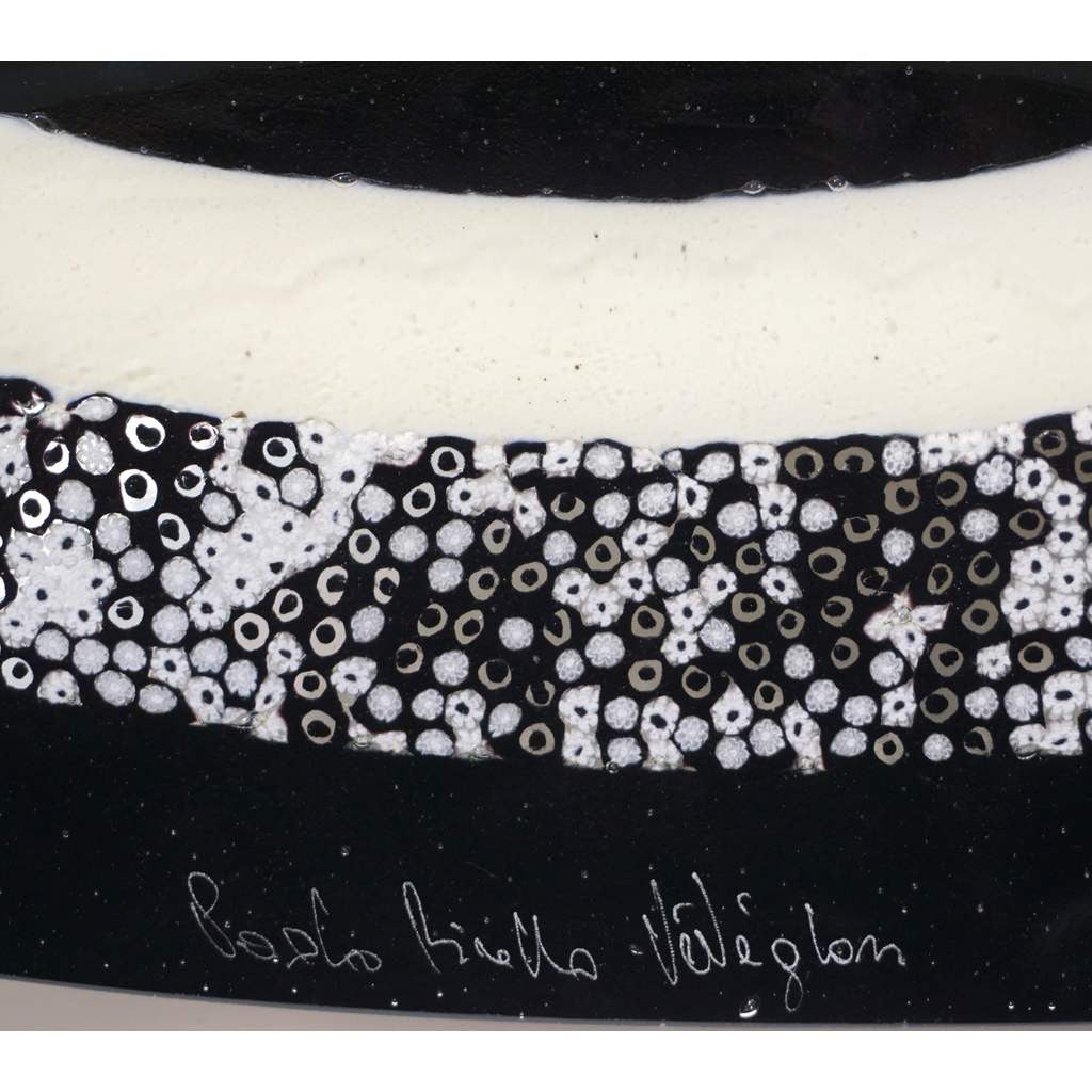 Contemporary Italian Black and White Murano Art Glass Mosaic Curve Centerpiece - Cosulich Interiors & Antiques