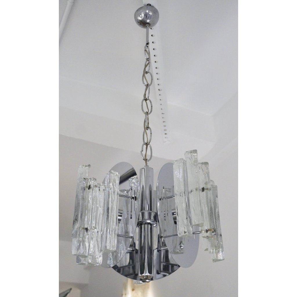 Salviati 1950 Italian Sculptural Modern Nickel Crystal Clear Glass Chandelier - Cosulich Interiors & Antiques