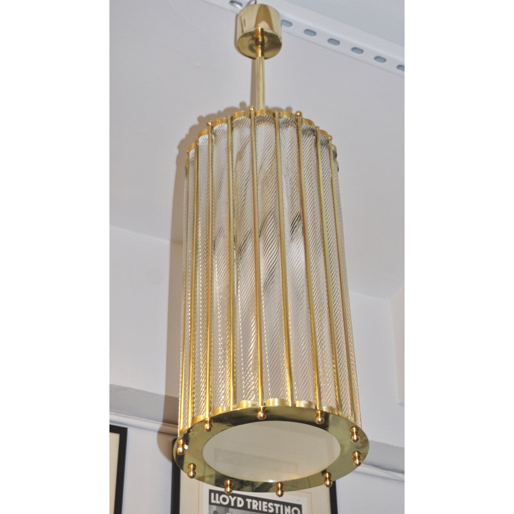 Italian Brass Crystal Murano Glass Customizable Pendants/Chandeliers - Cosulich Interiors & Antiques