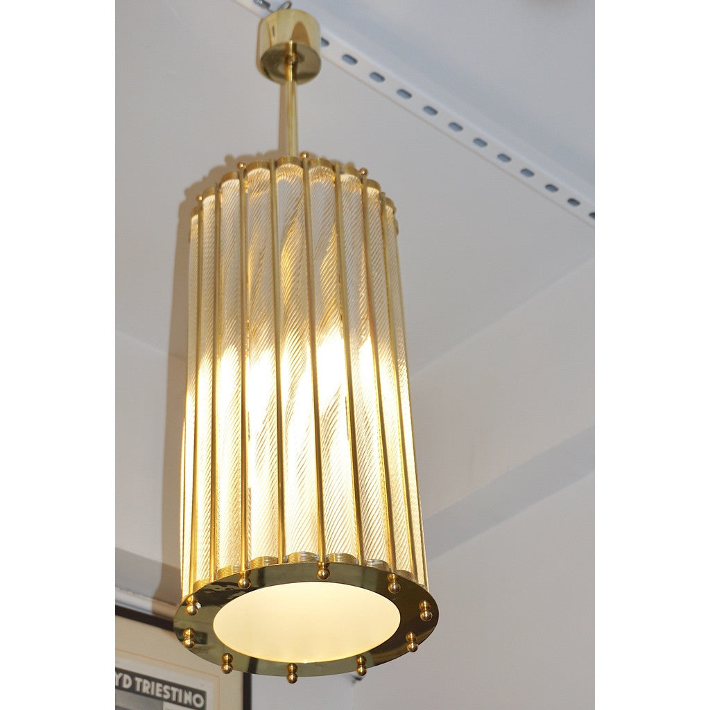 Italian Brass Crystal Murano Glass Customizable Pendants/Chandeliers - Cosulich Interiors & Antiques