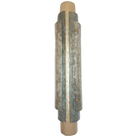 1990s Italian Tall Wall Light in White Blue Grey Frosted Murano Glass