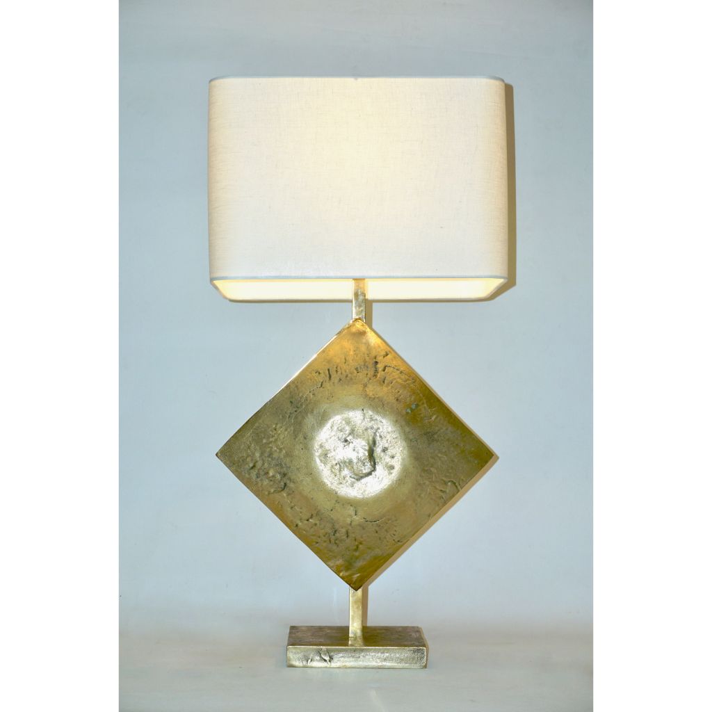 Italian Design Contemporary Pair of Brutalist Cast Bronze Double Lit Lamps - Cosulich Interiors & Antiques