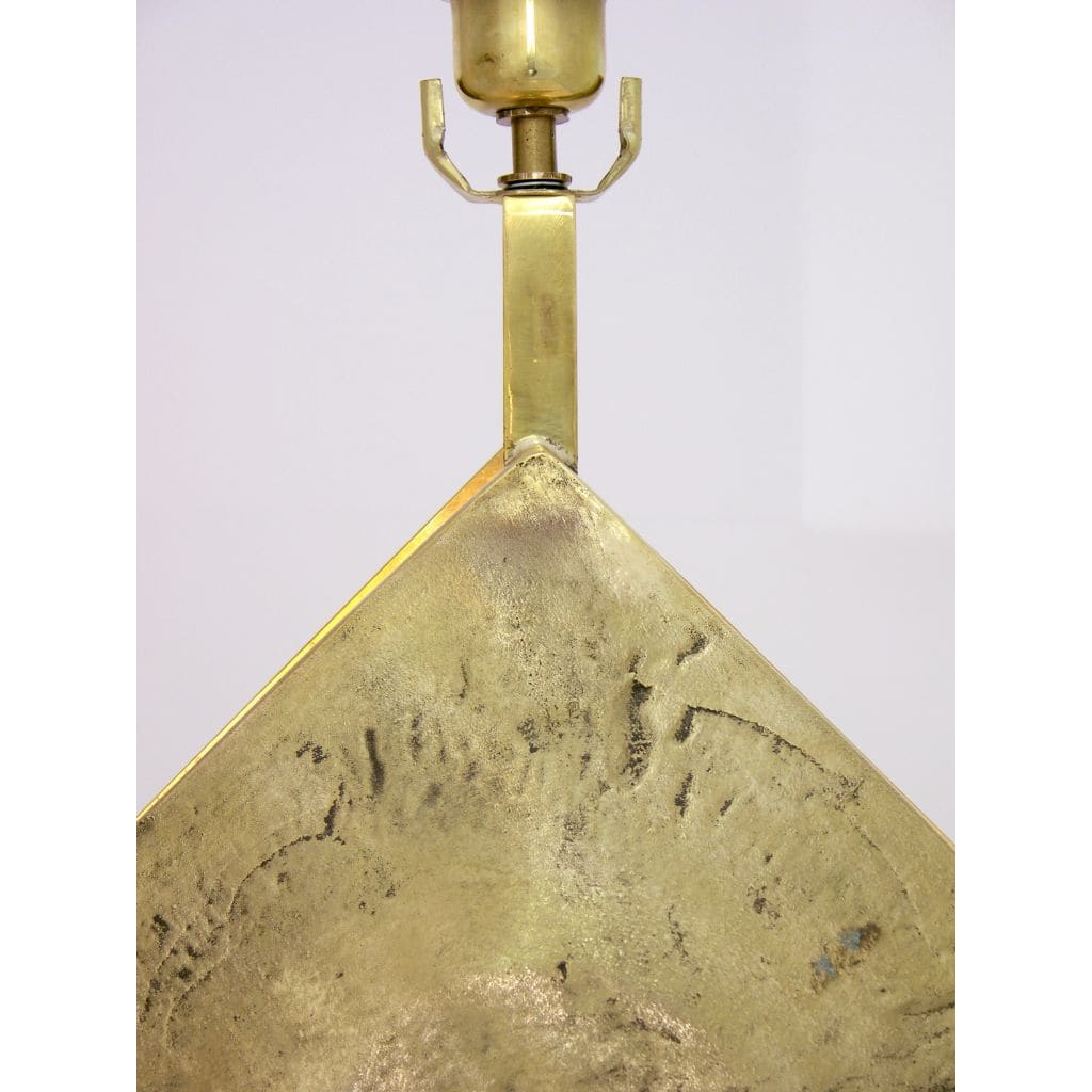 Italian Design Contemporary Pair of Brutalist Cast Bronze Double Lit Lamps - Cosulich Interiors & Antiques