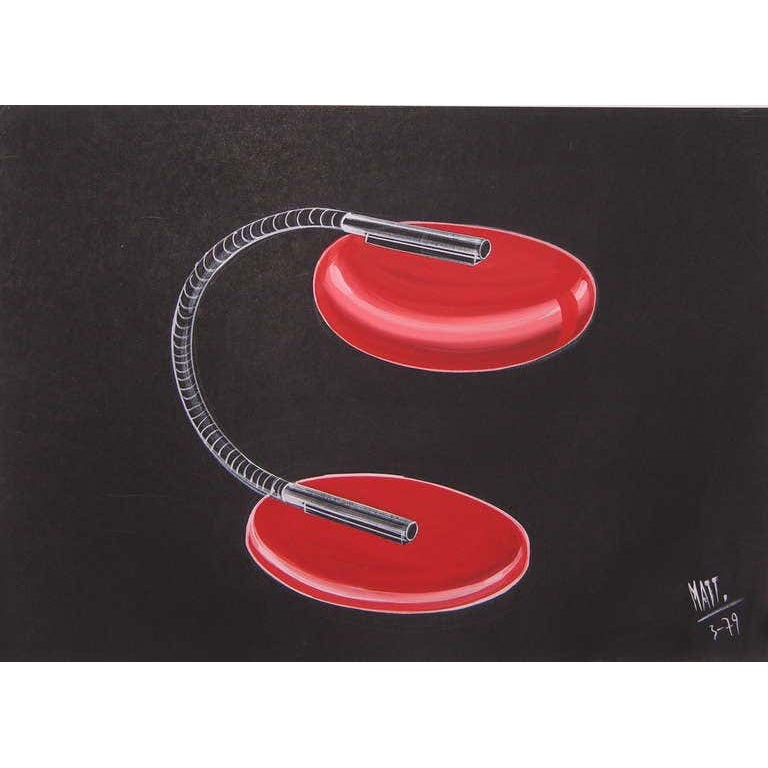 1979 Mattioli Italian Design Drawing for a Modern Green Desk Light Project