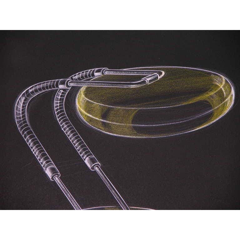 1979 Mattioli Italian Design Drawing for a Modern Green Desk Light Project
