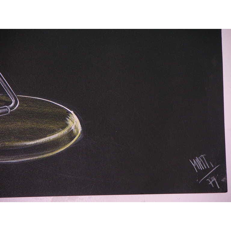1979 Mattioli Italian Design Drawing for a Modern Green Desk Light Project