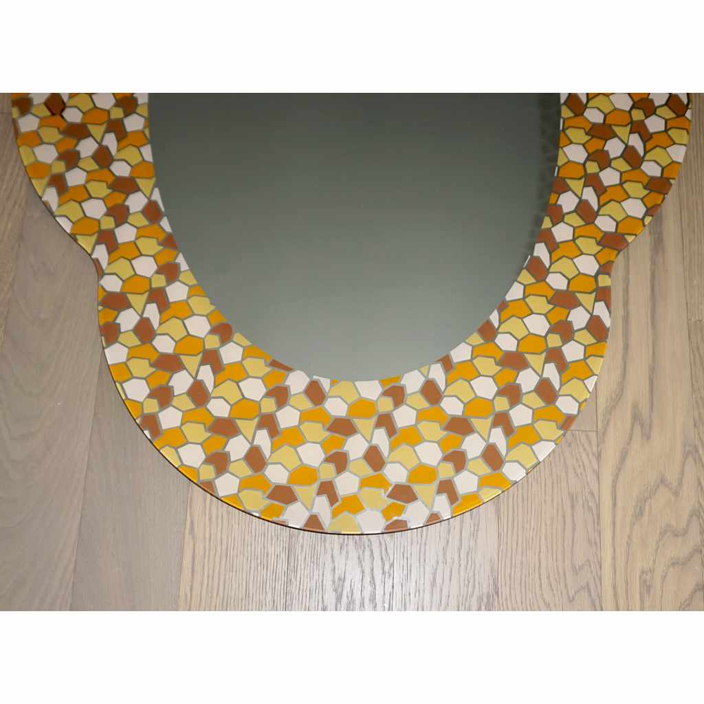 2000 Alessandro Mendini for Glas Italia Postmodern Orange Yellow Brown Mirror - Cosulich Interiors & Antiques
