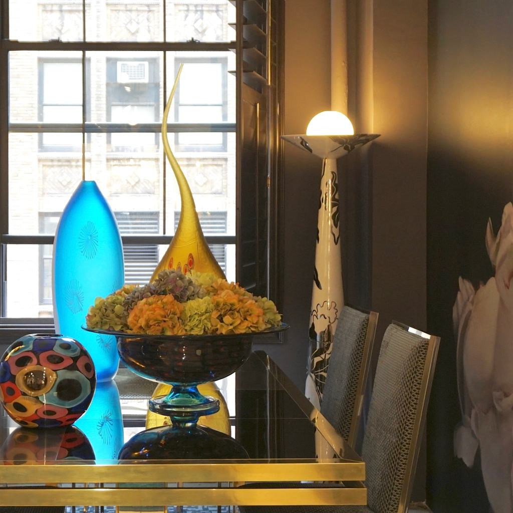 Davide Dona Aqua Blue and White Textured Murano Glass Grand Vase - Cosulich Interiors & Antiques