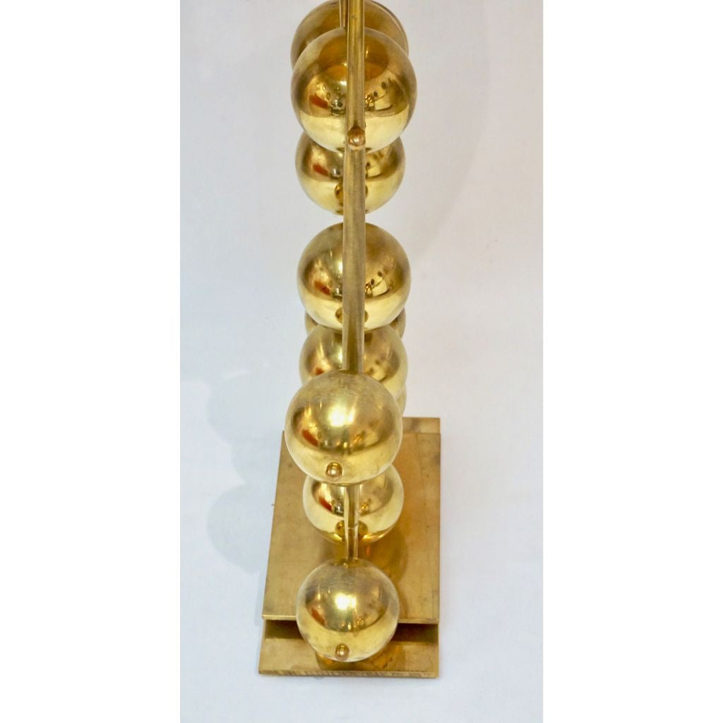Italian Contemporary Fine Design Pair of Organic Gold Brass Lamps with Spheres - Cosulich Interiors & Antiques