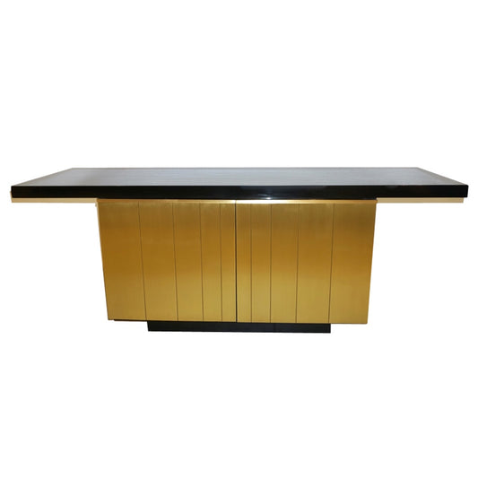 1970 Frigerio Vintage Italian Black & Gold Copper Freestanding Sideboard/Console - Cosulich Interiors & Antiques
