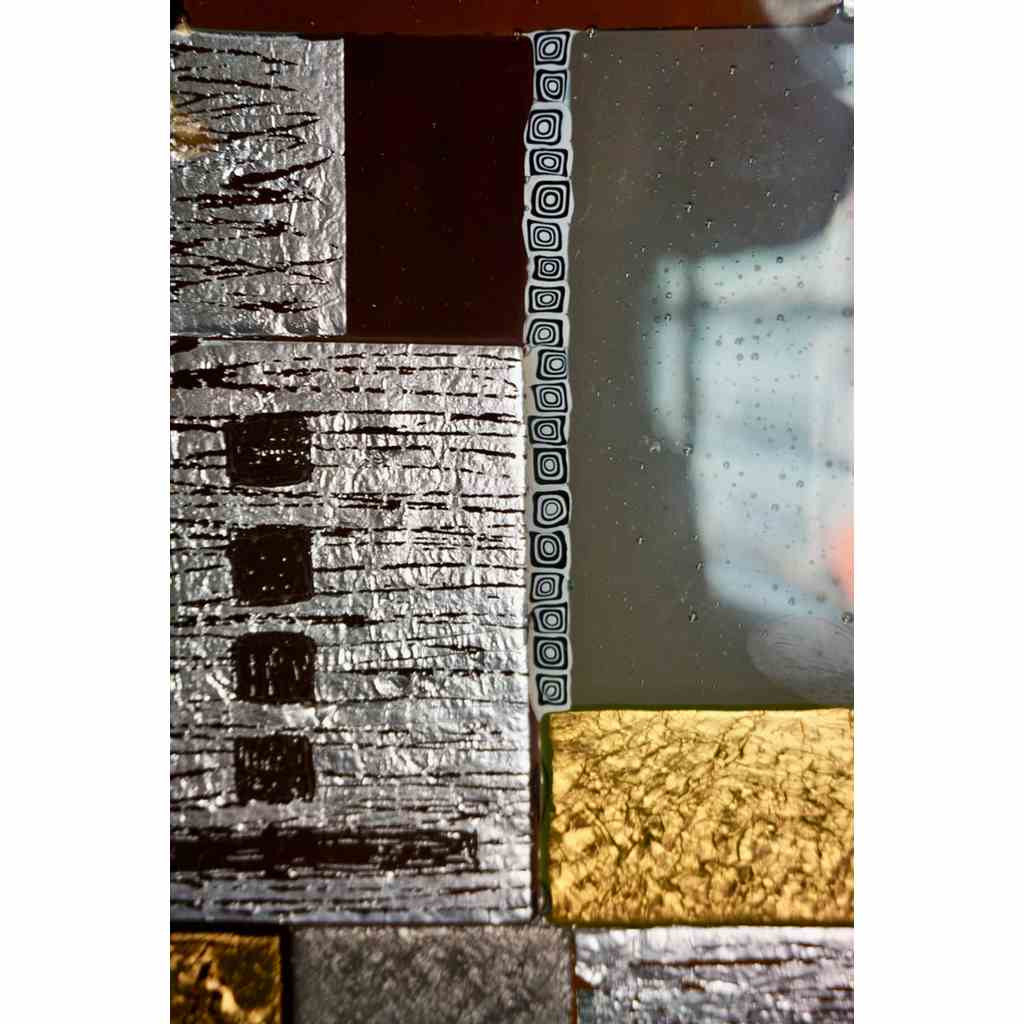 Contemporary Italian Murano Glass Silver Gold Colorful Mosaic Panel Sculpture - Cosulich Interiors & Antiques