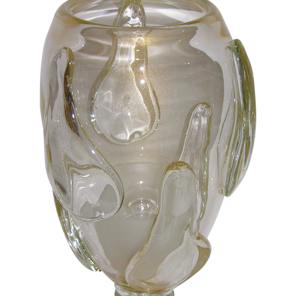 Constantini 1980s Italian Pair of Modern Brass and Gold Murano Glass Lamps - Cosulich Interiors & Antiques