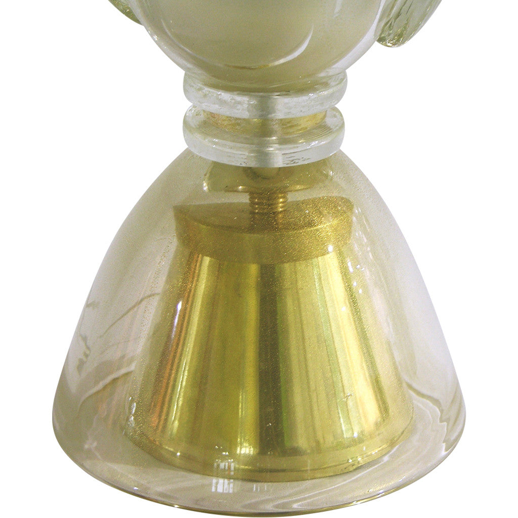 Constantini 1980s Italian Pair of Modern Brass and Gold Murano Glass Lamps - Cosulich Interiors & Antiques