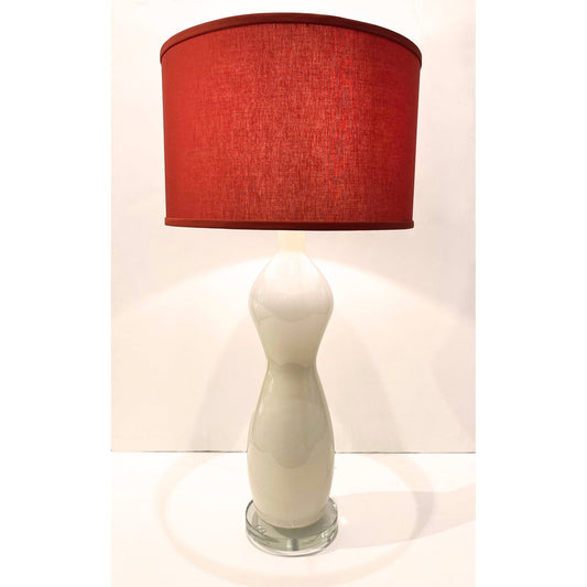 Italian Modern Pair of Cream Ivory Gold Silhouette Lamps with Terracotta shades