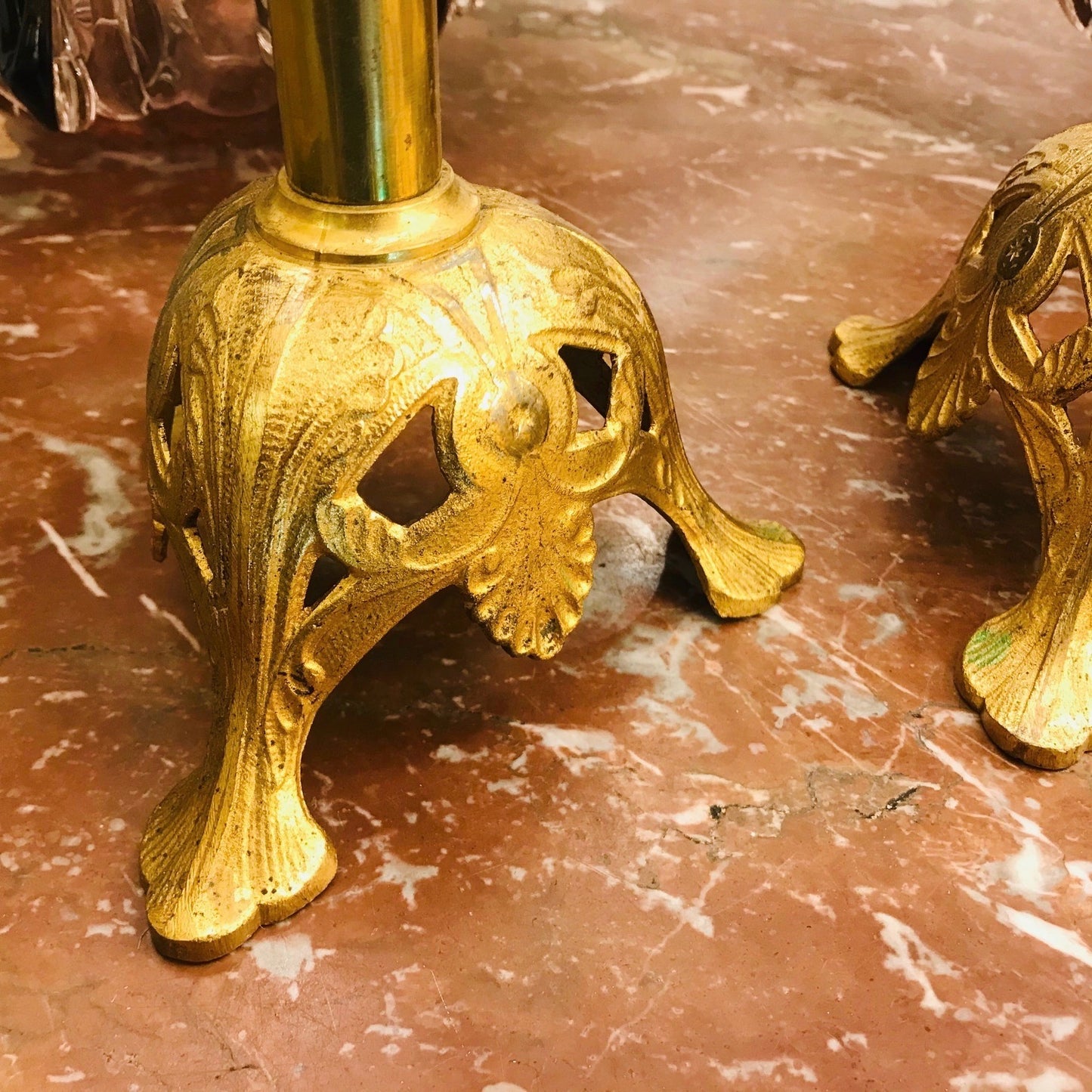 1880s French Baroque Revival Pair of Gilt Bronze Ormolu Candle Holders