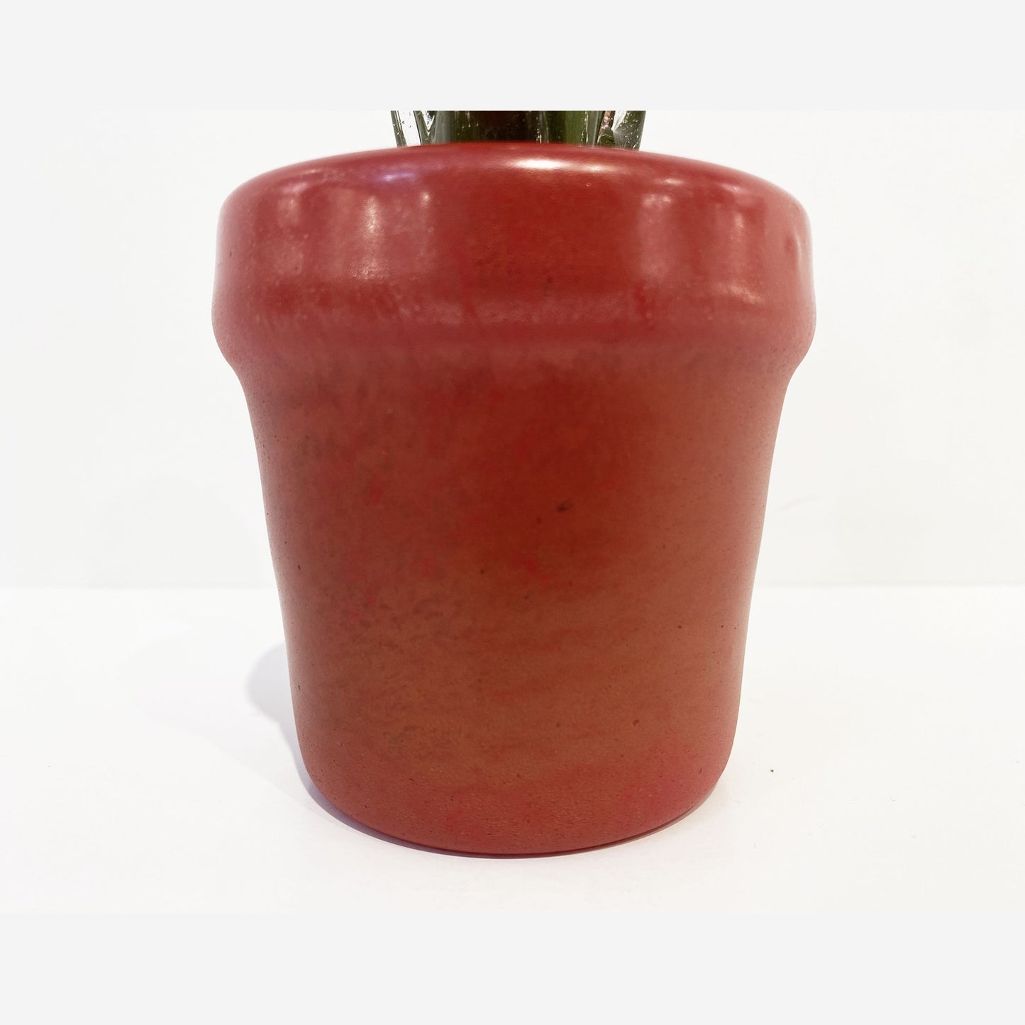 2000s Italian Moss Green Gold Murano Art Glass Cactus Plant with Orange Flowers