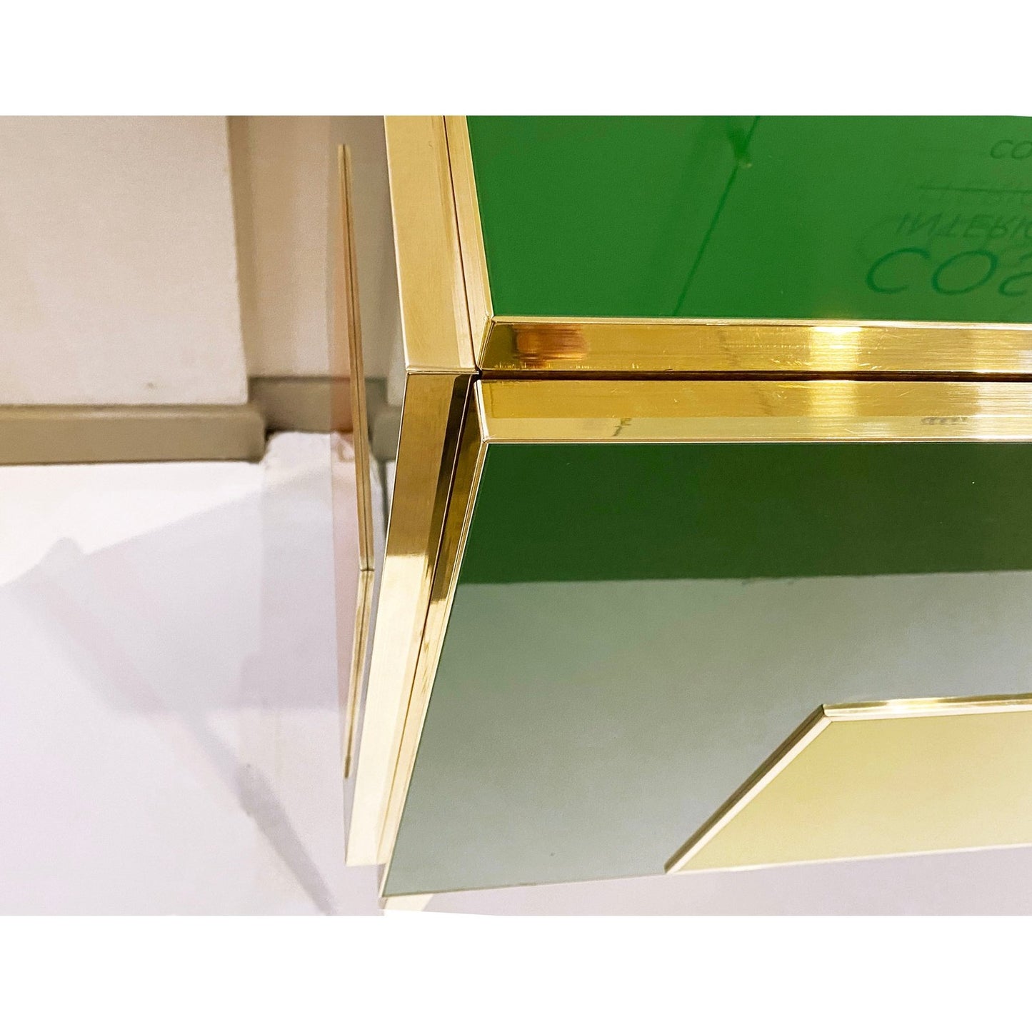 Bespoke Italian Green Orange Yellow Gray Geometric Postmodern Cabinet/Sideboard