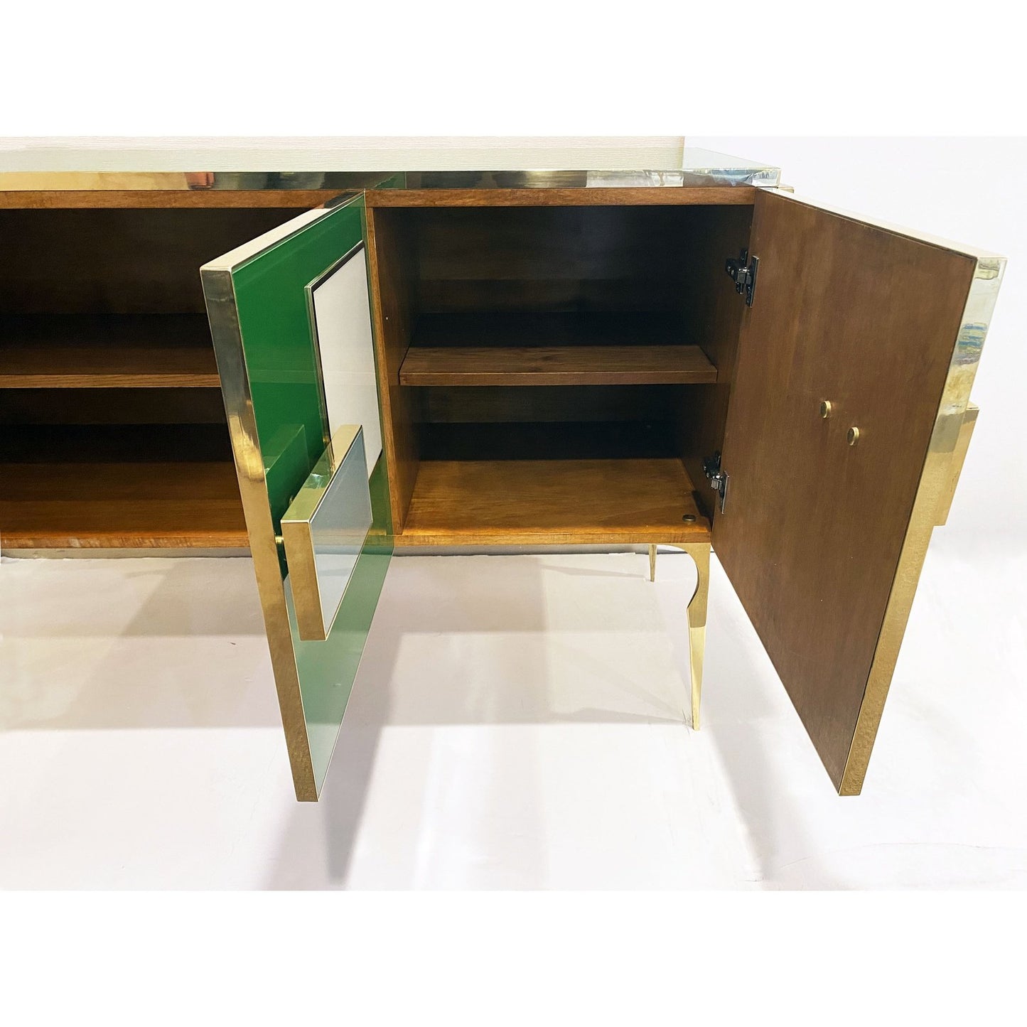 Bespoke Italian Green Orange Yellow Gray Geometric Postmodern Cabinet/Sideboard
